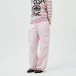 GANNI Washed Cotton Twill Pants - Light Pink