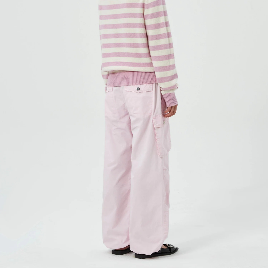 GANNI Washed Cotton Twill Pants - Light Pink