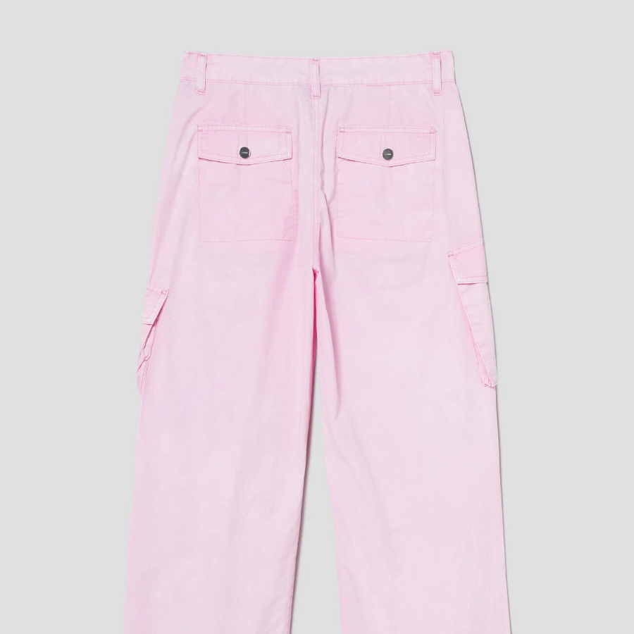 GANNI Washed Cotton Twill Pants - Light Pink