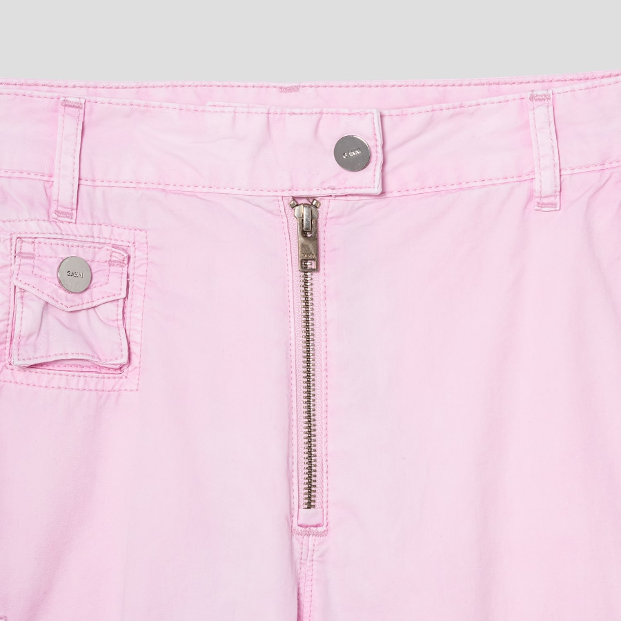 GANNI Washed Cotton Twill Pants - Light Pink