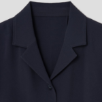 KUHO [Edit] Tension Rayon Blend Button-Up Blouse - Navy