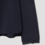 KUHO [Edit] Tension Rayon Blend Button-Up Blouse - Navy