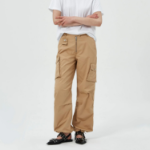 GANNI Washed Cotton Twill Pants - Yellowish Brown