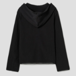 KUHO [Crease Series] Crinkle Hood Zip-Up Blouse - Black