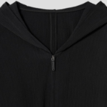 KUHO [Crease Series] Crinkle Hood Zip-Up Blouse - Black