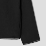 KUHO [Crease Series] Crinkle Hood Zip-Up Blouse - Navy