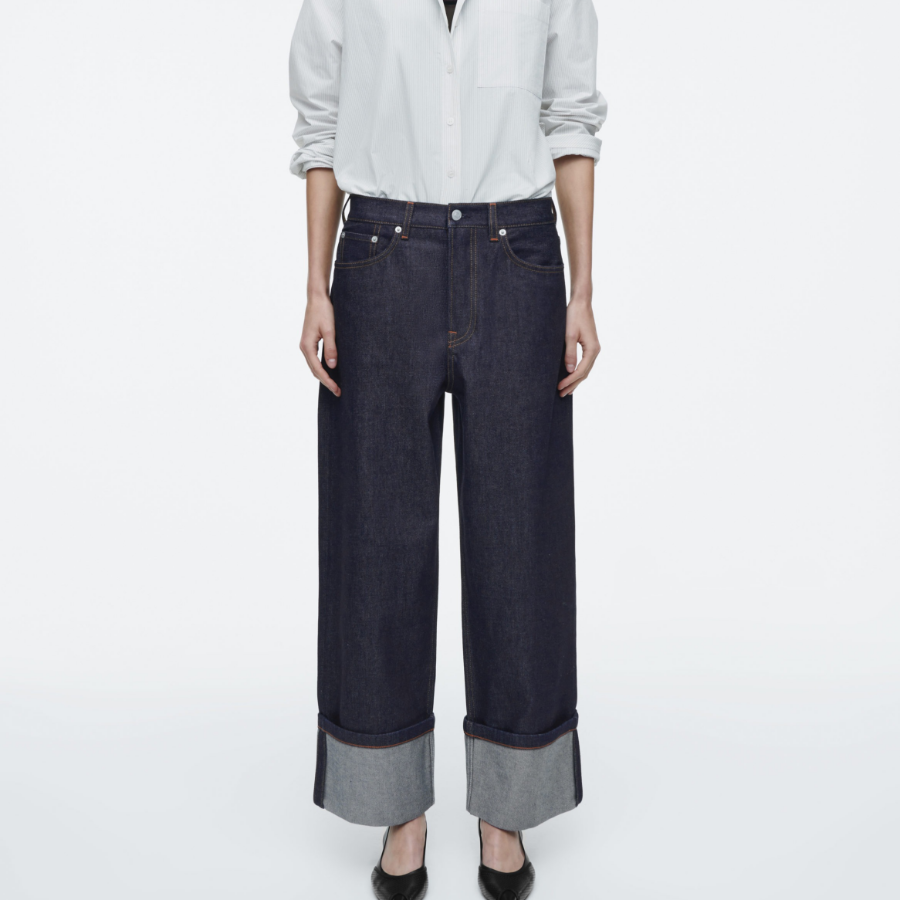 COS Facade Turn-Up Straight-Leg Jeans –  Indigo