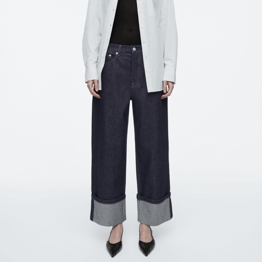 COS Facade Turn-Up Straight-Leg Jeans –  Indigo