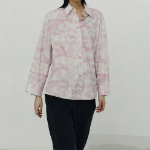 KUHO Shirt Collar Cotton Blouse - Pink