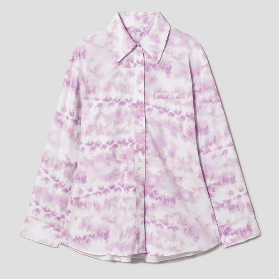 KUHO Shirt Collar Cotton Blouse - Pink