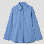KUHO Shirt Collar Cotton Blouse - Shy Blue