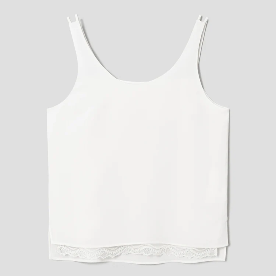 KUHO [Edit] Lace Layered Sleeveless Top - White