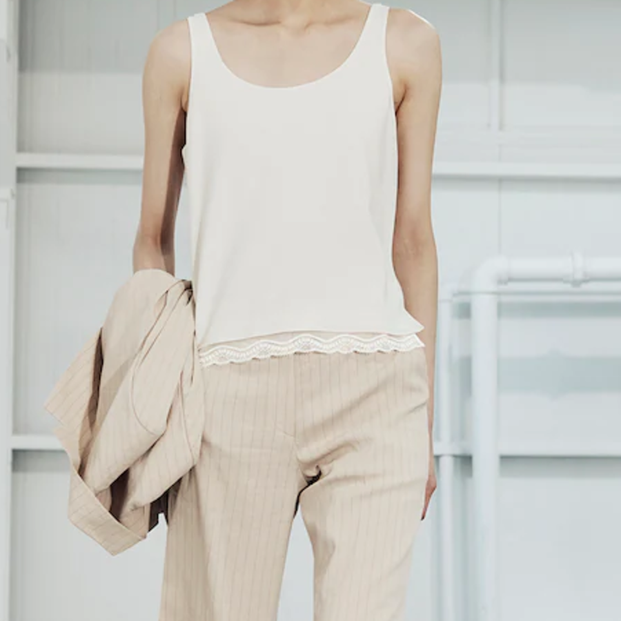 KUHO [Edit] Lace Layered Sleeveless Top - White