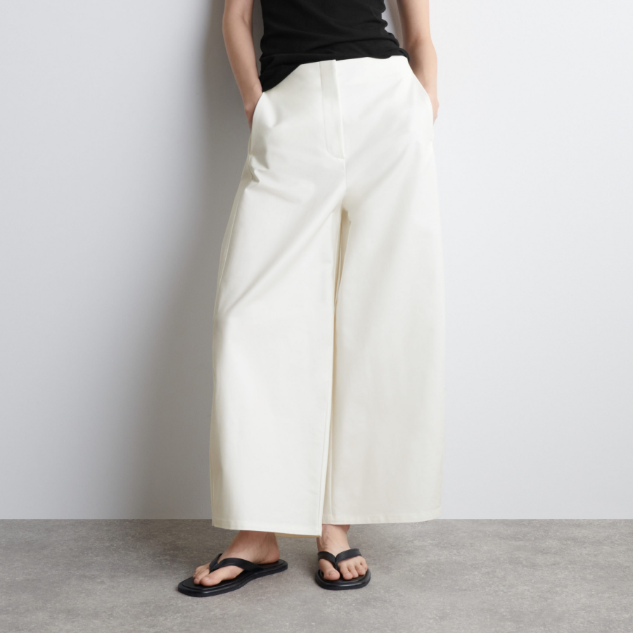 COS Cropped Barrel-Leg Cotton Trousers – White