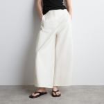 COS Cropped Barrel-Leg Cotton Trousers – White