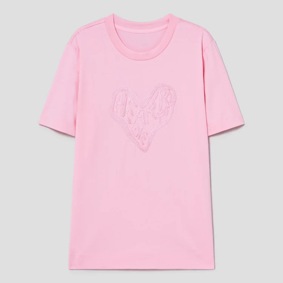 KUHO [HEART FOR EYE] Slim T-Shirt - Light Pink