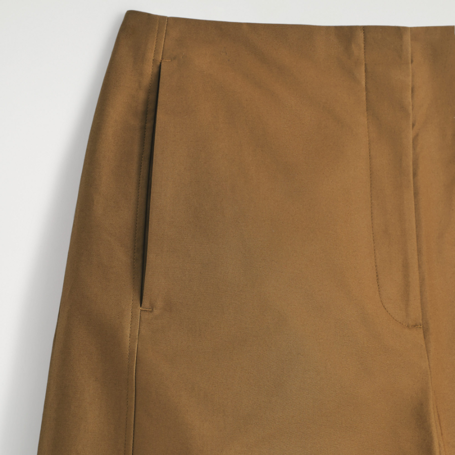 COS Cropped Barrel-Leg Cotton Trousers – Brown