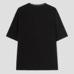 KUHO Cotton Blend Shirring Detail Short Sleeve T-Shirt - Black