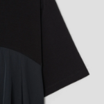 KUHO Cotton Blend Shirring Detail Short Sleeve T-Shirt - Black