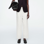 COS Cotton Tapered Drawstring Trousers – White