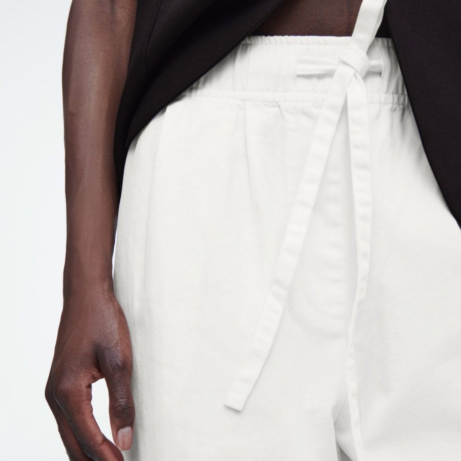 COS Cotton Tapered Drawstring Trousers – White
