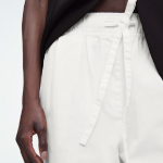 COS Cotton Tapered Drawstring Trousers – White