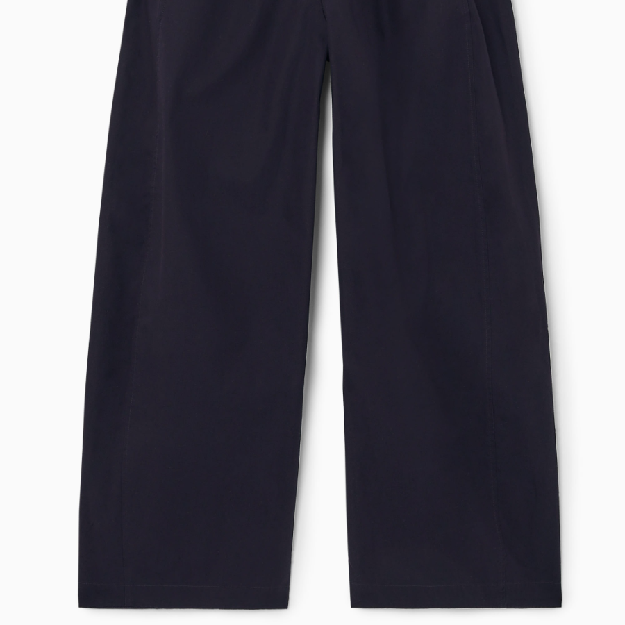 COS Relaxed Fit Barrel Leg Trousers – Navy