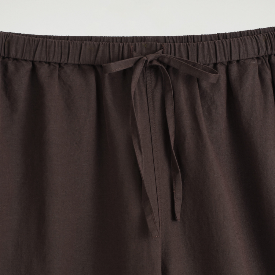 COS Wide-Leg Linen Drawstring Trousers – Dark Brown