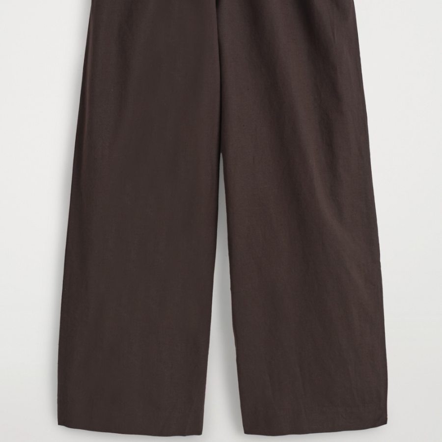 COS Wide-Leg Linen Drawstring Trousers – Dark Brown