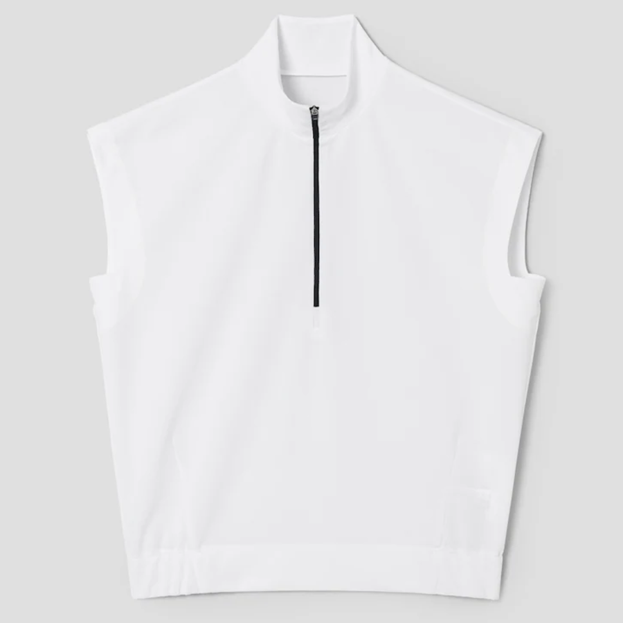 KUHO [Golf] Half Zip-Up High Neck Sleeveless Top - White