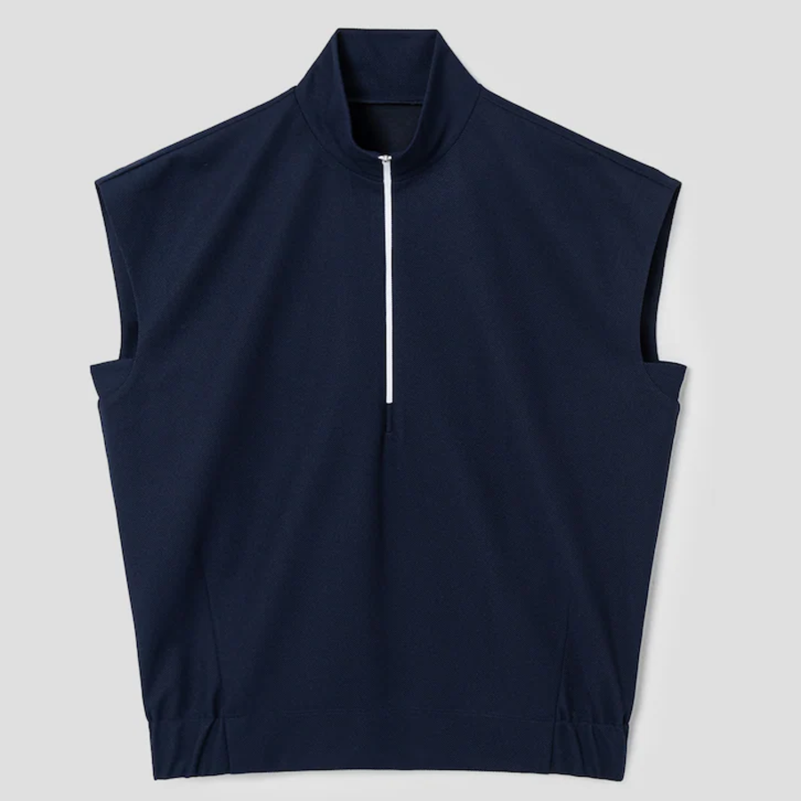 KUHO [Golf] Half Zip-Up High Neck Sleeveless Top - Navy
