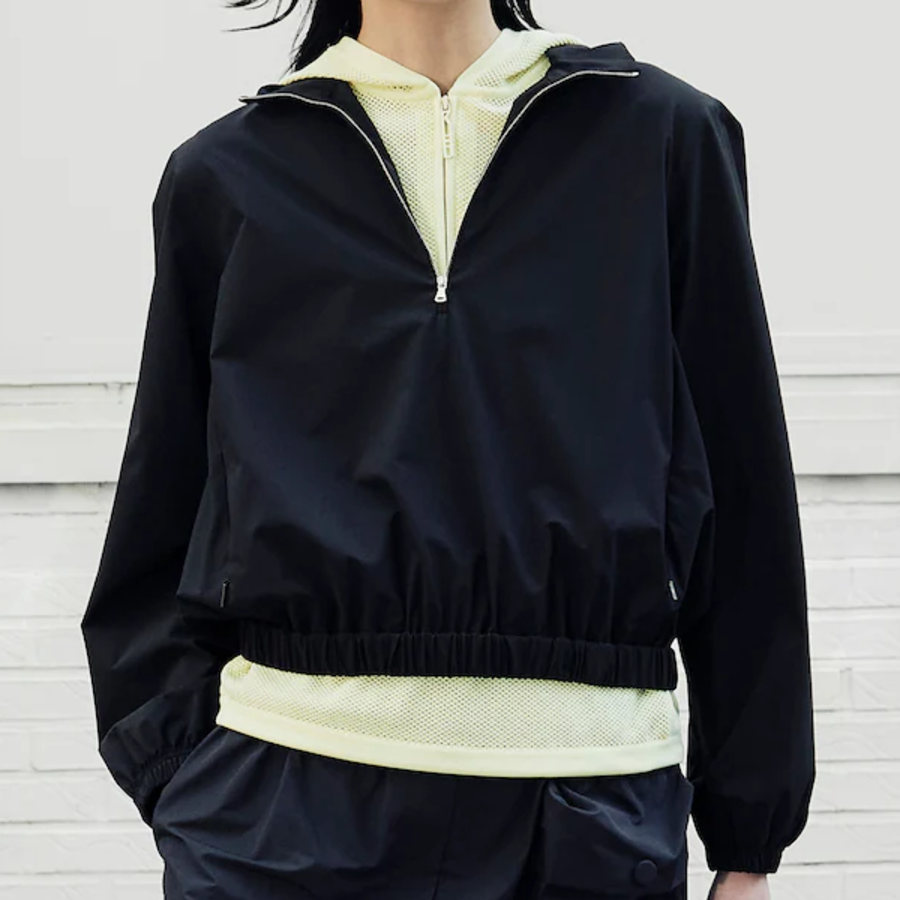 KUHO [Golf] Half Zip-Up High Neck Long Sleeve Top - Black