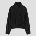KUHO [Golf] Half Zip-Up High Neck Long Sleeve Top - Black