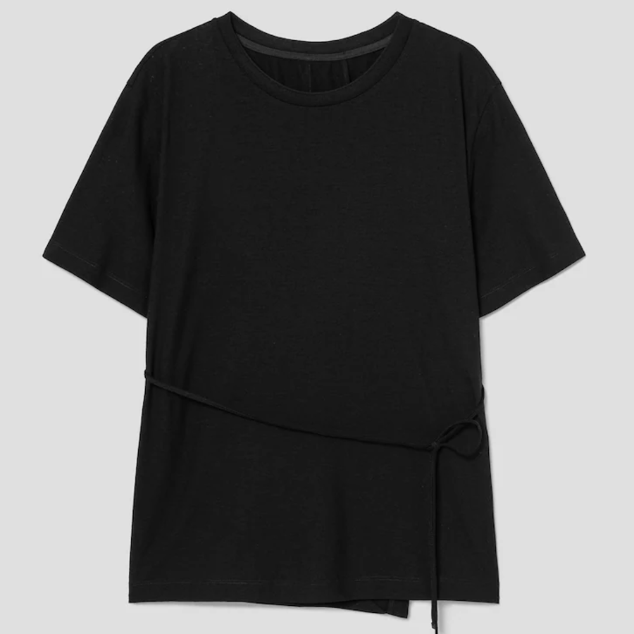 KUHO Cotton Round Neck Short Sleeve T-Shirt - Black