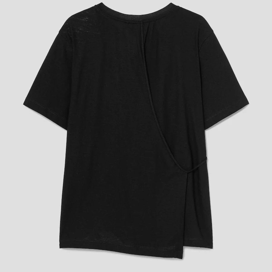 KUHO Cotton Round Neck Short Sleeve T-Shirt - Black