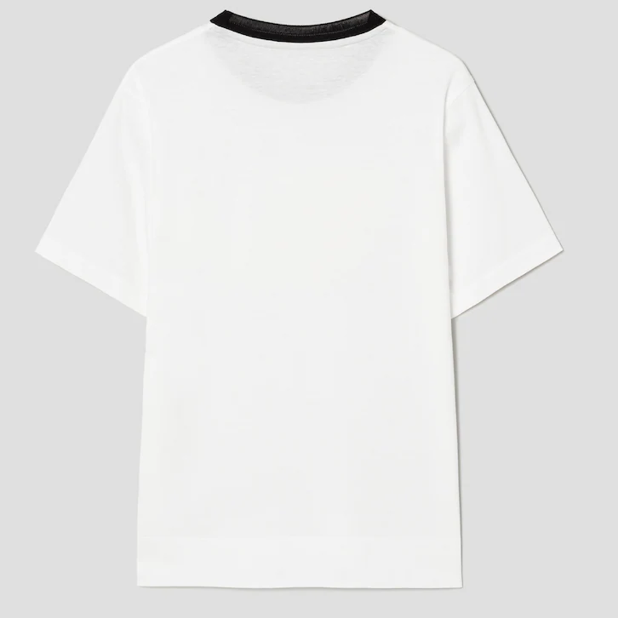 KUHO Cotton Appliqué Accentuated T-Shirt — White