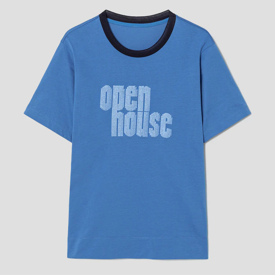 KUHO Cotton Appliqué Accentuated T-Shirt - Blue