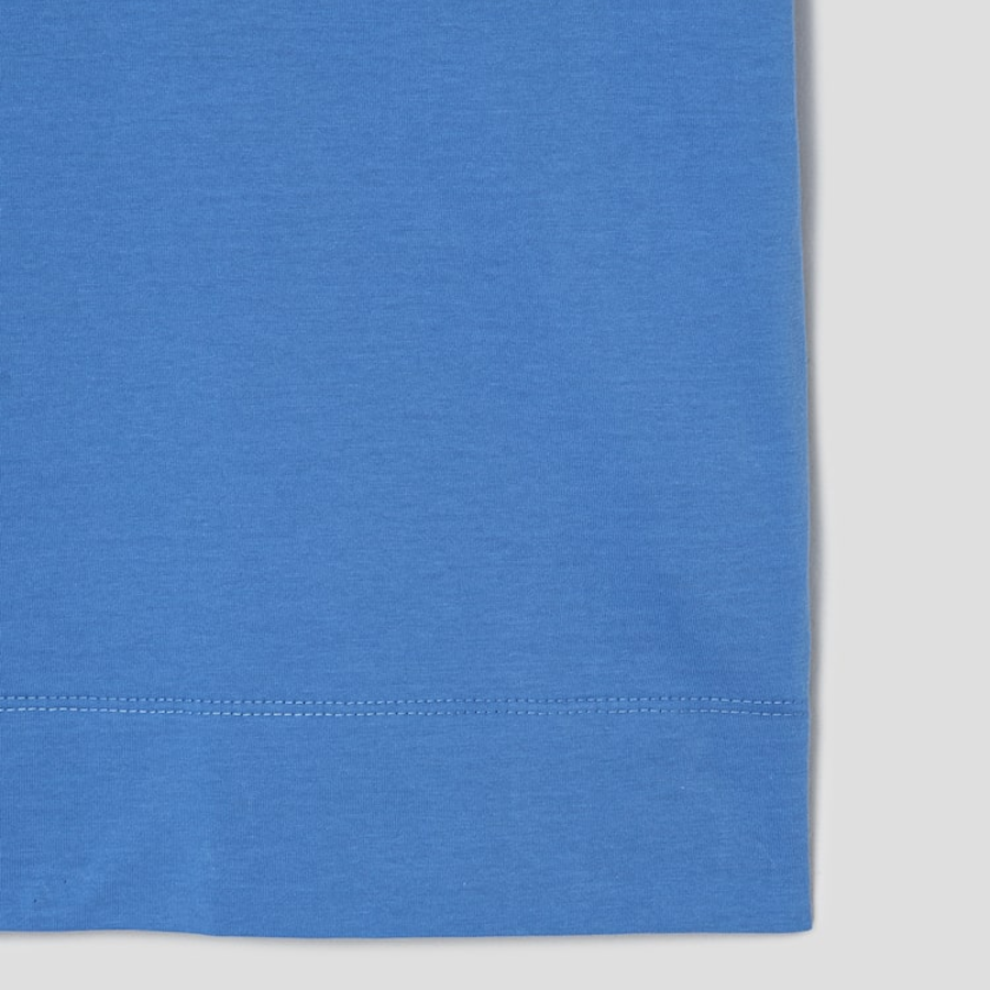 KUHO Cotton Appliqué Accentuated T-Shirt - Blue
