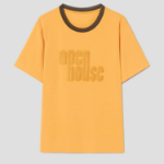 KUHO Cotton Appliqué Accentuated T-Shirt - Yellow