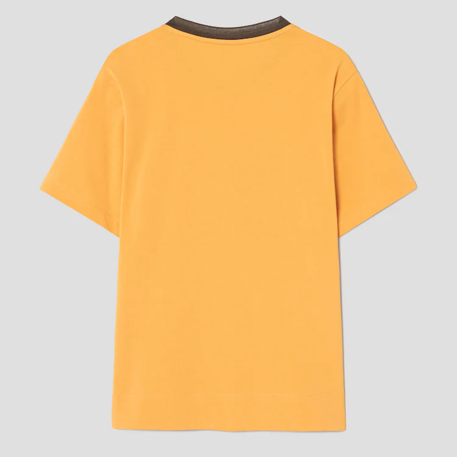 KUHO Cotton Appliqué Accentuated T-Shirt - Yellow