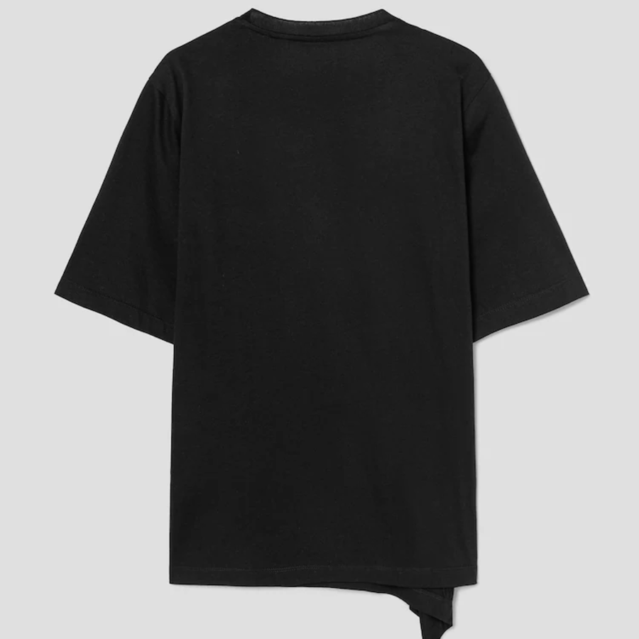 KUHO Cotton Drape Details T-Shirt- Black