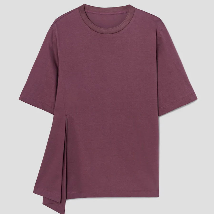 KUHO Cotton Drape Details T-Shirt - Purple