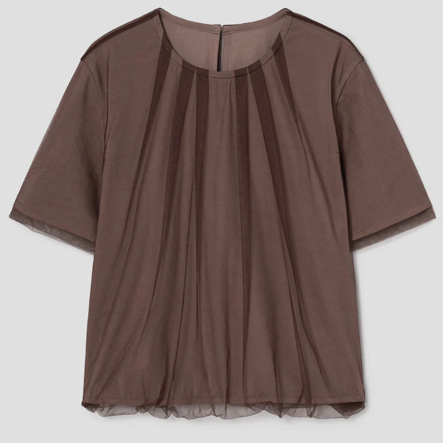 KUHO See-Through Layered Short-Sleeved T-Shirt - Yellowish Brown