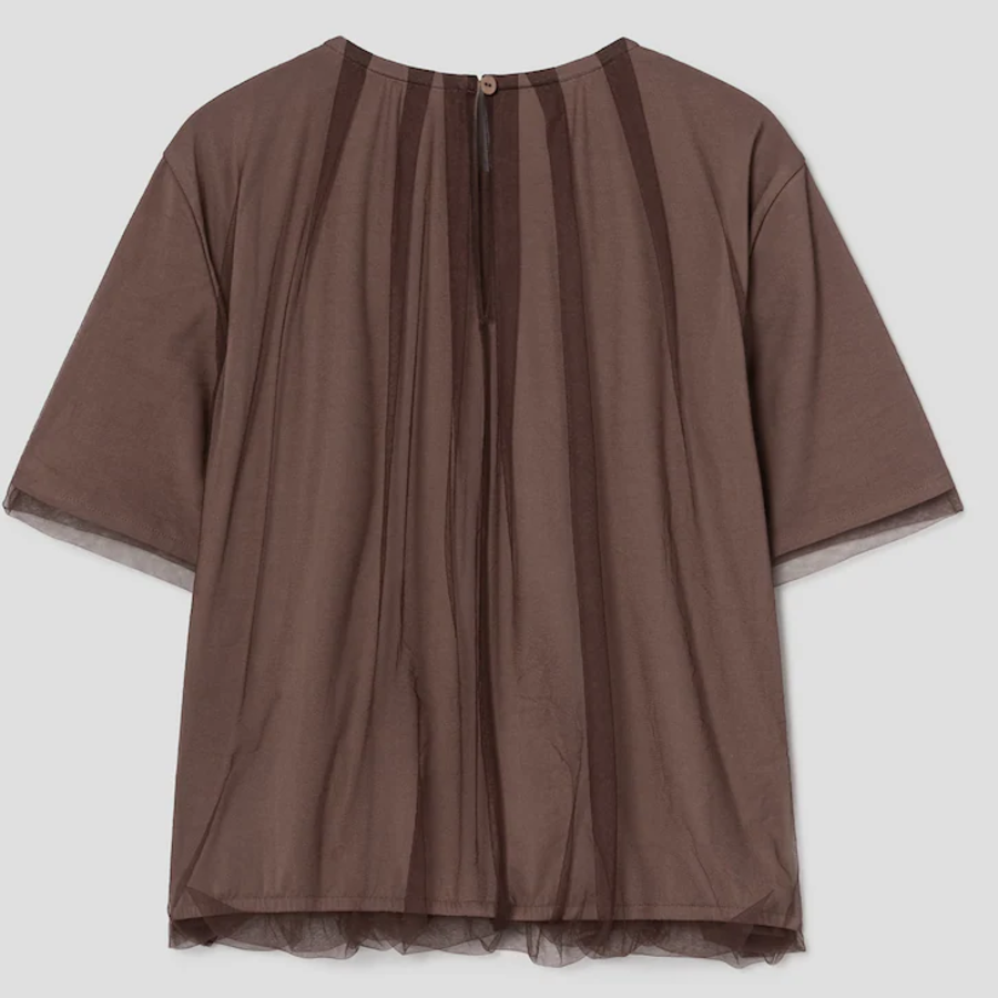 KUHO See-Through Layered Short-Sleeved T-Shirt - Yellowish Brown