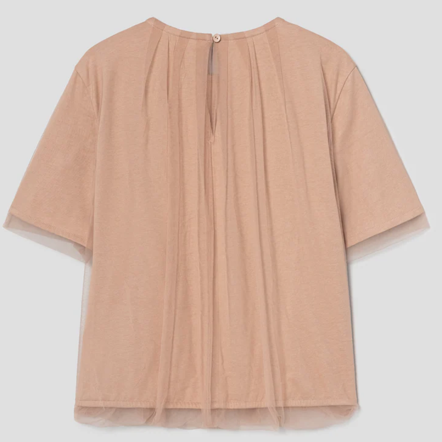 KUHO See-Through Layered Short-Sleeved T-Shirt - Beige