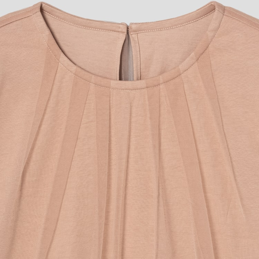 KUHO See-Through Layered Short-Sleeved T-Shirt - Beige