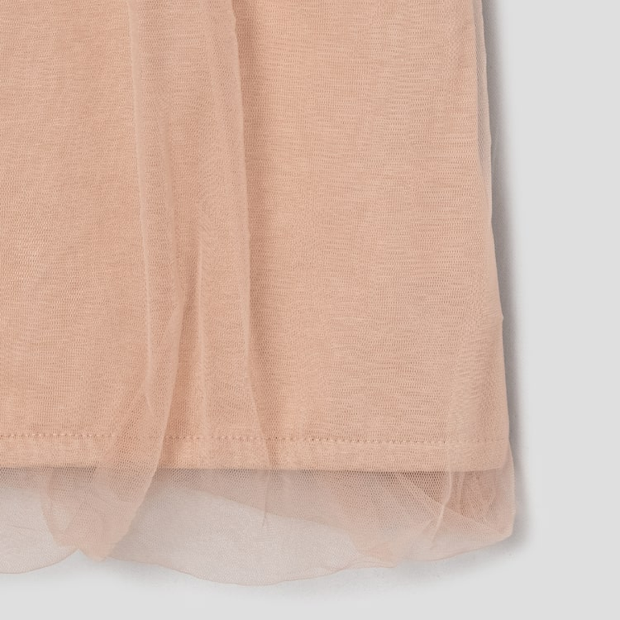 KUHO See-Through Layered Short-Sleeved T-Shirt - Beige