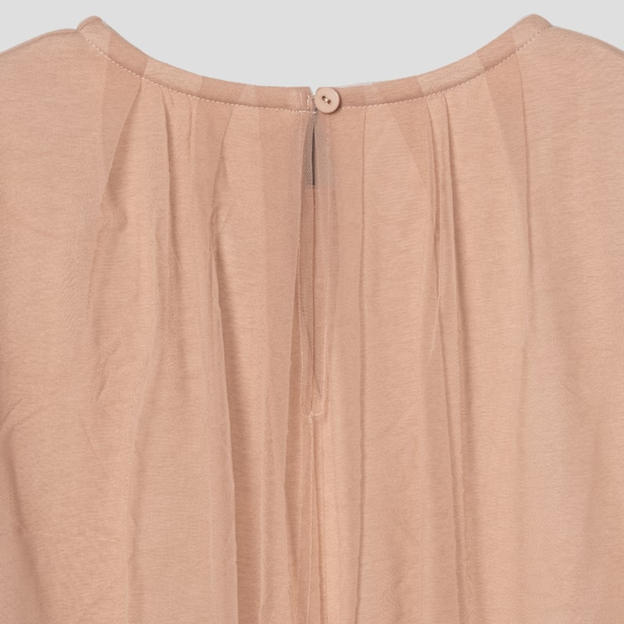 KUHO See-Through Layered Short-Sleeved T-Shirt - Beige