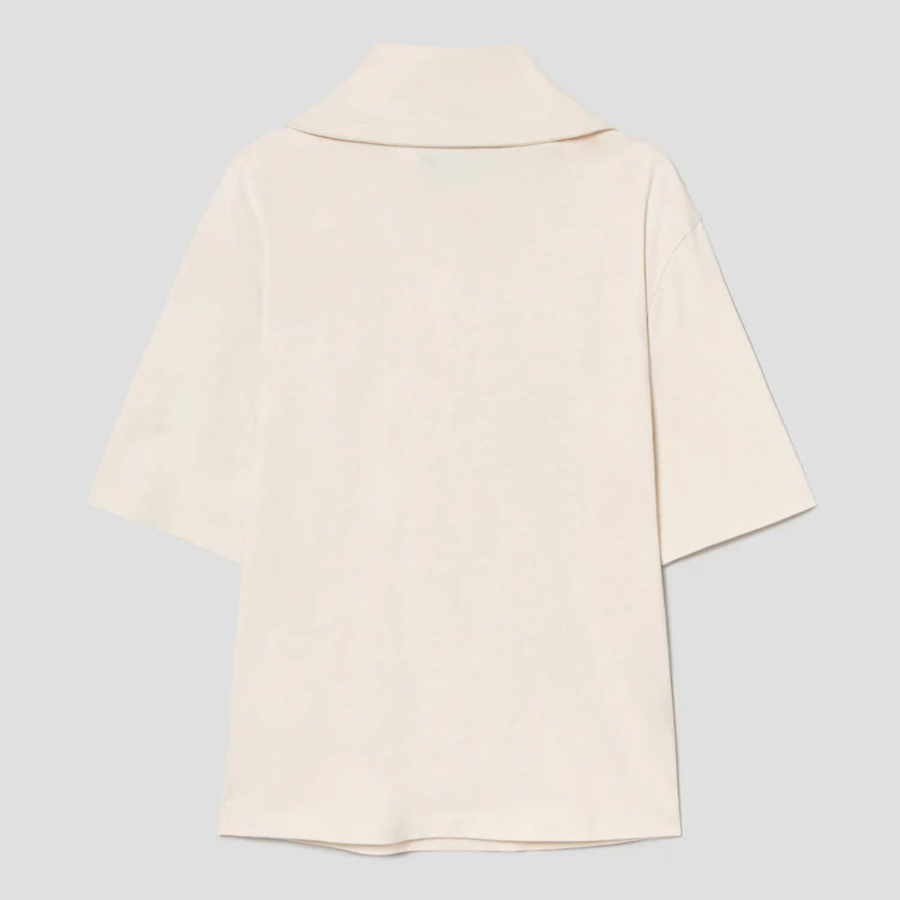 KUHO Jersey Scarf Short Sleeve T-Shirt — Ivory