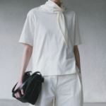 KUHO Jersey Scarf Short Sleeve T-Shirt — Ivory